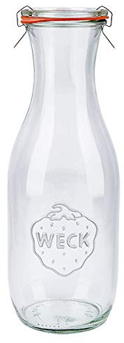 6x WECK-Saftflasche 1062ml mit Gummiring und 2 Klammern
