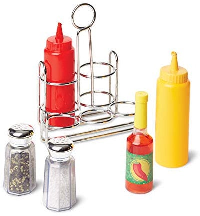 Melissa & Doug Let's Play House! Condiment Set - Juegos de rol (Cocina y comida, Estuche de juego, 3 año(s), 5 año(s), 203,2 mm, 165,1 mm)