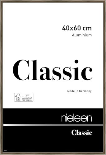 nielsen Bilderrahmen, 40 x 60 cm, Aluminium, Walnuss matt, Posterrahmen zum Aufhängen im Hoch- & Querformat, Echtglas, Classic