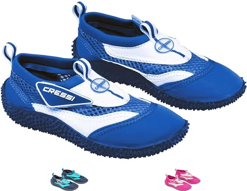 Cressi Coral Scarpette Adatte per Mare, Spiaggia, Barca e Sport Acquatici Vari, Adulti e Bambini, Bianco/Blu, 28