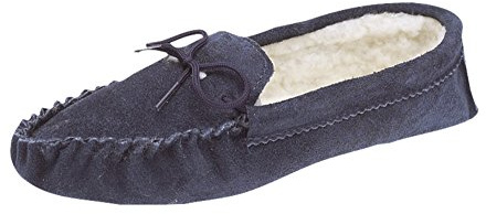 Mokkers Mens Thermal Lined Suede Leather Moccasins with Soft Suede Sole Navy Size 8