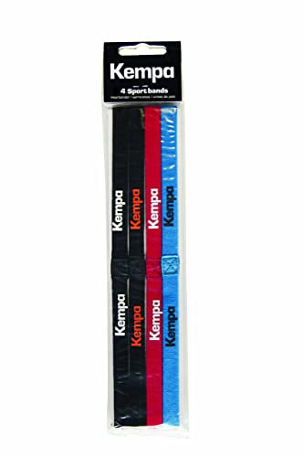 Kempa, Fasce per capelli, Confezione da 4, Blu (Blu/Nero/Rosso/Bianco), Unica