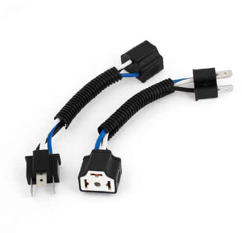sourcing map 2Pcs Cerámico Mujer A Hombre con Cable Arnés Adpater Luz Toma H4 portalámparas
