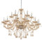EGLO Pendelleuchte Basilano, 18 flammiger Kronleuchter Vintage, Shabby Chic, Hängelampe aus Stahl und Glas in Chrom, Cognac, Esstischlampe, Wohnzimmerlampe hängend mit E14 Fassung