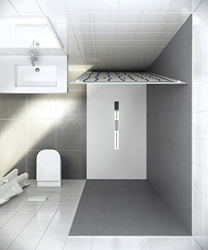 Receveur de douche au sol avec caniveau de douche 120 x 100 cm en fonte minérale – Douche à l'italienne 100 x 120 – Peut être raccourci en usine