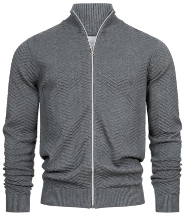 KRONSTADT Herren KSCarlo Zip Strickjacke mit Stehkragen und Reißverschluss | Klassischer Zip Cardigan für Business und Alltag, Feinstrickjacke, Herrenjacke, Freizeitjacke, Strickoberteil für Männer