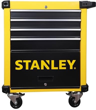 Stanley FatMax Werkstattwagen / Werkzeugwagen, Transmodul-System (mit 7 Schubladen, 2 Schlüsseln, bis 300kg Gesamtbelastbarkeit, mit 4 Rollen fest und schwenkbar, rutschhemmende Matten) STMT1-74305