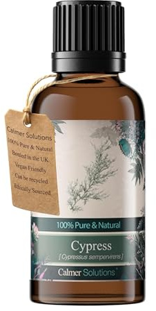 Calmer Solutions Cypress Essential Oil 30ml – 100% Natural Steam Distilled Cupressus Sempervirens Oil – Woody Evergreen Aroma for Diffuser, Aromatherapy & Home Fragrance – UK Bottled Essential Oil
