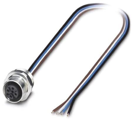 PHOENIX CONTACT SACC-E-M12FS-4CON-PG 9/0.5 VA Einbausteckverbinder, 4-Polig, A Kodiert, mit 0.5m TPE-Litze, 4 x 0.34mm² Leiterquerschnitt