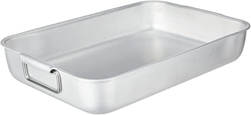 Pentole Agnelli Ollas Tostador Rectangular Mayor a Pesados Esquinas Redonda con 2 manijas Enlace Multi sin Remaches, Aluminio, Plata, 45 x 30 x 8.5 cm