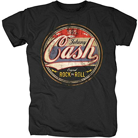 Johnny Cash - Original Rock'n'Roll Distressed T-Shirt, schwarz, Grösse L