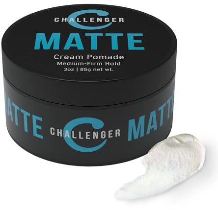 Styling-Creme Matt - Challenger - Mittelstarker Halt – Die beste Styling-Creme für Männer - Wasserbasiert, sauberer & unaufdringlicher Duft, auch für unterwegs. Herrenhaarwachs, Haarfestiger