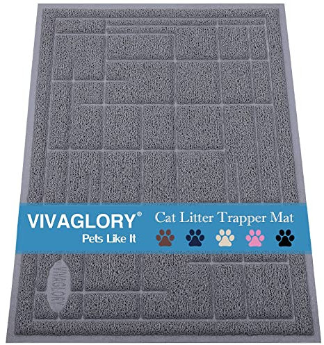 VIVAGLORY Cat Litter Mat Trackpad Litter Tray Mat, Easy Clean Mess Free Waterproof Anti-Tracking, Muddy Cat Box Catcher for Floor & Indoor, 90cm×60cm, Grey