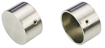 Liedeco Endstück, Endknopf Endkappe für Gardinenstangen, Stilgarnituren 28 mm ø | Edelstahl-Optik | 2 Stück