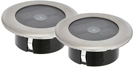 Konstsmide 2er-Set Solar LED-Bodenspot, Edelstahl, Ø 11cm, je Spot bis 100kg belastbar; 7626-000