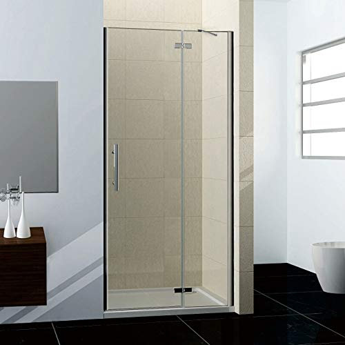 90x195cm Duschabtrennung Duschtür Nischentür Echtglas mit Nanobeschichtung (HN90-2E V2+1B V2)