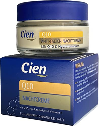 Cien Anti-Wrinkle Night Cream With Q10 Hyaluronic Acid & Vitamin E, For All Skin Types, 50ml by Cien
