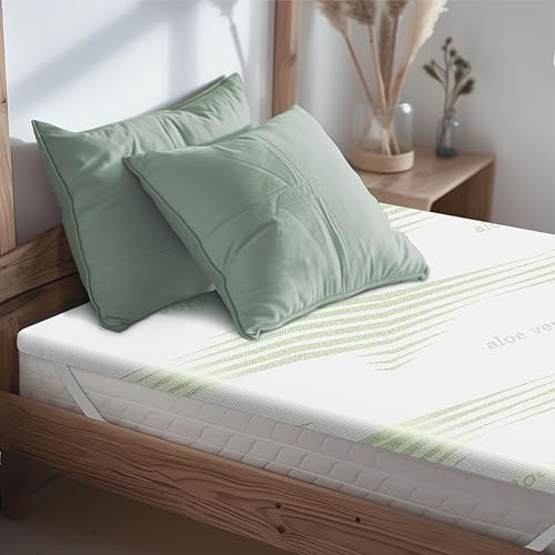Oeko-TEX® Zertifizierter Topper 80x190 mit 100% Memory Foam und Bezug aus Aloe Vera - Matratzentopper 80x190 cm mit Dicke 5 cm - Made in EU