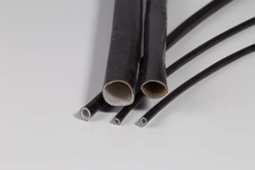 Guaina Isolante in Fibra di Vetro e Silicone, diametro 10 mm, colore Nero, Alte Temperature 260° C, Isolamento Elettrico 1500V, 10 Metri