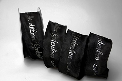 Christa-Bänder Trauerband In Stillem Gedenken schwarz 40mm mit Draht