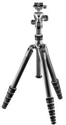 Gitzo GK1555T-82TQD Traveler Treppiede con Testa a Sfera Centrale, Compatto, Ripiegabile e Leggero, Colonna Corta per Inquadrature Raso Terra Inclusa, Serie 1, 5 Sezioni, Fibra di Carbonio