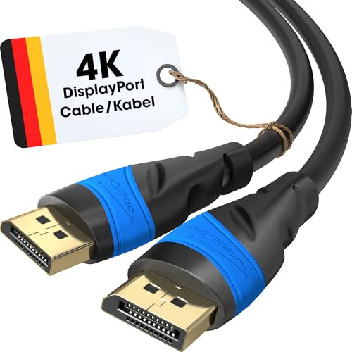 KabelDirekt – 4K DisplayPort Kabel – 5 m – DP Kabel, in Deutschland entwickelt – Erhältlich in 0,5-10 m (Display Port Monitor Kabel für PC/Laptop, 4K@60Hz, Gaming bei 144Hz, Dolby Audio, schwarz)
