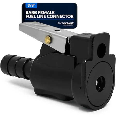 Five Oceans OMC/Johnson/Evinrude 3/8 Barb Female Fuel Line Hose Connector, Fits Engine End & Tank End Male Fitting - FO2152
