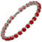 RIVA Tennis Armband [18cm/7inch] mit Rundschnitt Edelsteine Zirkonia CZ [Rot Rubin] in 18K Weißgold Vergoldet, Einfache Moderne Eleganz