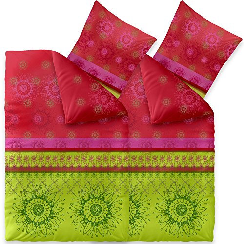 CelinaTex Fashion Bettwäsche 135x200 cm 4teilig Baumwolle Lindsay Blumen Grün Rot