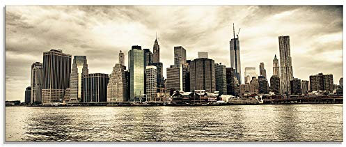 ARTland Wanddeko Glasbilder Wandbild Glas Bild einteilig 125x50 cm Querformat Städte USA Amerika New York City Manhattan Skyline T9MX
