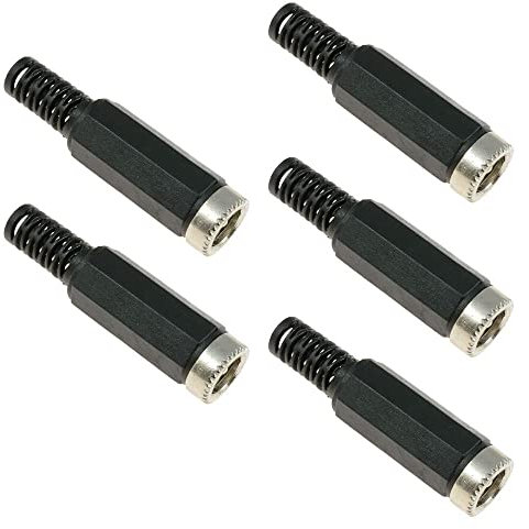 Switch Electronics 2.1mm x 5.5mm Female Socket Jack DC Power Connector Adapter Plug (Pack of 5)