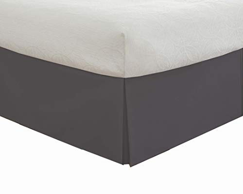 TODAY'S HOME Cache-sommier Classique sur Mesure, Design en mélange de Coton, Longueur de Chute de 35,6 cm, lit Double, Gris