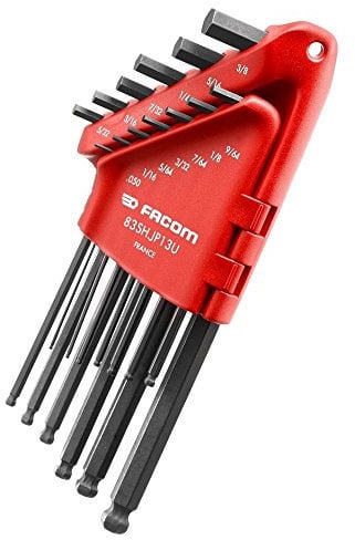 FACOM 83SH.JP13U Jeu de 13 Clés Mâles - 4 Types de Dimensions et de Têtes - Étui Compact à Volet Rabattable - Matériau Robuste - Pour Particuliers et Professionnels