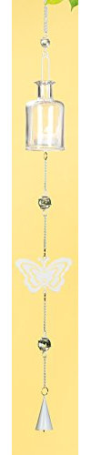 Gilde Hanging Butterfly Bottle Lantern Tealight Candle Holder Made Of Metal And Glass, 100 cm