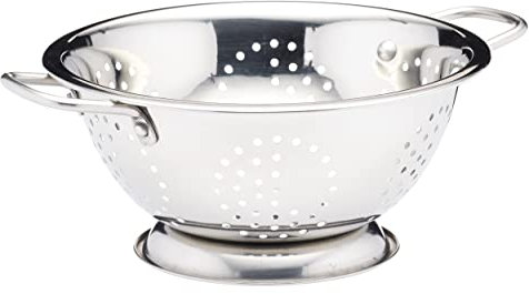 KitchenCraft Escurridor de doble asa de acero inoxidable con pie, 24,5 cm (9,5), Plateado