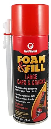 Red Devil 0909 Spray Foam, Fill Large Gaps & Cracks Expanding Insulation Polyurethane Foam Sealant, 12 Oz, Off White