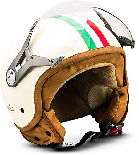 Soxon® SP-325 „Imola“ · Jet-Helm · Motorrad-Helm Roller-Helm Scooter-Helm Moped Mofa-Helm Chopper Retro Vespa Vintage Pilot Biker Helmet Brille · ECE 22.05 Visier Schnellverschluss Tasche XS (53-54cm)