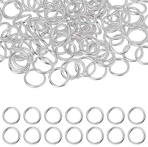 PandaHall 360pcs Messing Jump Ringe Silber Open Jump Ringe 8mm Jump Lock Ringe Runde offene Verbindungsstücke für DIY Halskette Armband Ohrring Anhänger Choker Schmuck Herstellung