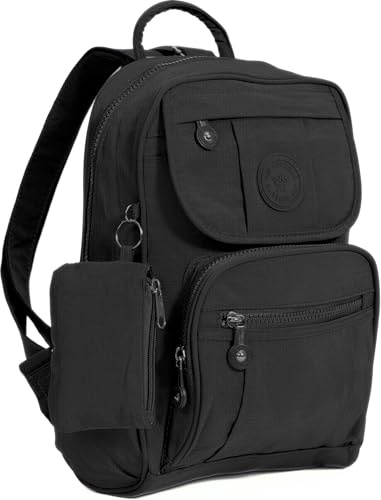 Big Handbag Shop Lightweight Fabric Mini Backpack Rucksack School Work Travel Gym College Bag (Black)