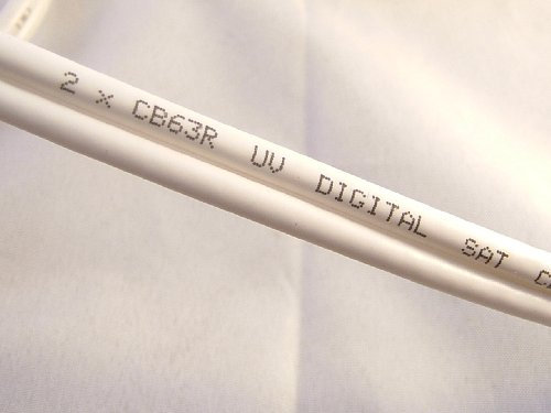 One Stop Sat Shop Twin satellite cable CB63R/WF65 for Sky Plus, Sky HD, Freesat Plus. Black or white cable choose and choose your length with free cable clips. (30m, White)