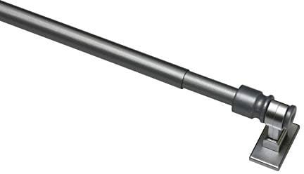 GARDINIA Caféhausstange California, Scheibenstange, Befestigung am Fenster, Zum Schrauben, Träger kürzbar, Ausziehbar: 75-135 cm, Ø 12 mm, Metall, Silber-matt