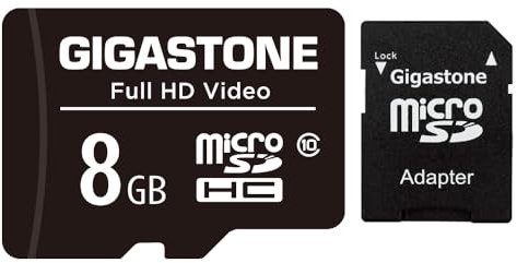 Gigastone 8GB Micro SD Card, FHD Video, Surveillance Security Cam Action Camera Drone Professional, 80MB/s Micro SDHC Class 10