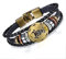 Flongo Lederarmband Horoskop Armband Damen Armkette Herren Armreif, Leder-Armband Armreif Manschette Manschettenknopf Schwarz Gold Golden Horoskop Tierkreis Sternzeichen Sternbild Stier