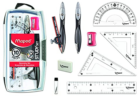 Maped Helix Usa Study Geometry Set 10 pieces, Acrylic, Multicoloured, 3-Piece