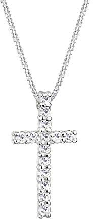 Elli Halskette Damen Kreuz Anhänger Elegant mit Kristallen aus 925 Sterling Silber