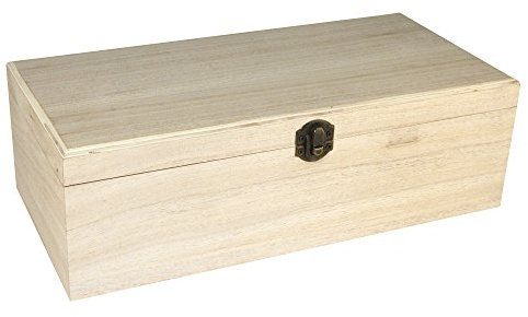 Rayher Holz Box, 32 x 15 x 10 cm, FSC zertifiziert, Holzkiste mit Deckel, 4 Fächer, mit 2tlg. Rahmen im Deckel, mit Spiegel, Aufbewahrungsbox, 62378000, Weiß