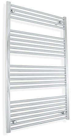 Companyblue 650mm wide x 1200mm high Heated Towel Rail Straight Flat Chrome Bathroom Warmer Radiator Rack Central Heating