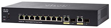 Cisco Commutateur Intelligent SG250-10P, combine 10 Ports Gigabit Ethernet (GbE) et 2 Ports Gigabit Ethernet SFP, 62 W PoE, protection à vie limitée (SF250-10P-K9-EU)