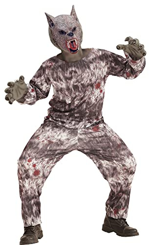 W WIDMANN MILANO Party Fashion - Werwolf Kostüm Kinder | 3-teilig mit Jacke, Hose und Maske, Tierkostüm für Halloween, Karneval und Mottoparty