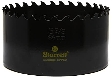 Starrett Tungsten Carbide Tipped Hole Saw - CT338 Deep Cut Holesaw Cutter - For Wood Suspended Flooring Reinforced Concrete & Fibreglass - 86MM